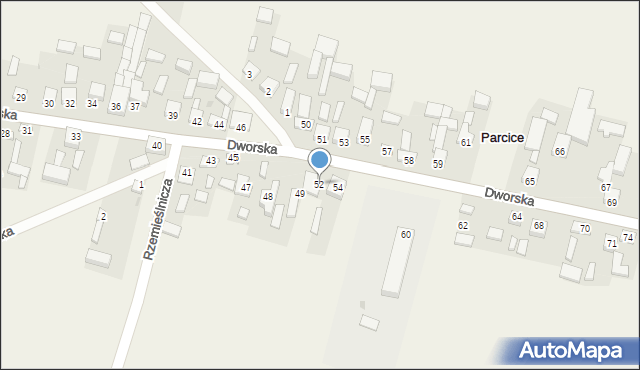 Parcice, Dworska, 52, mapa Parcice