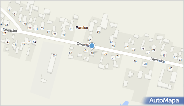 Parcice, Dworska, 68, mapa Parcice