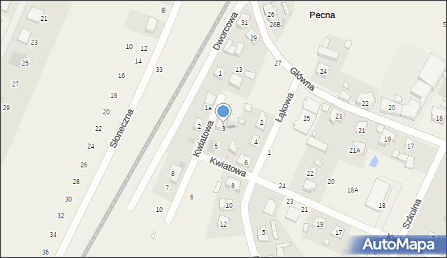 Pecna, Dworcowa, 3, mapa Pecna