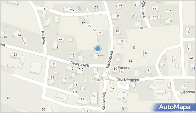 Piasek, Dworcowa, 2, mapa Piasek