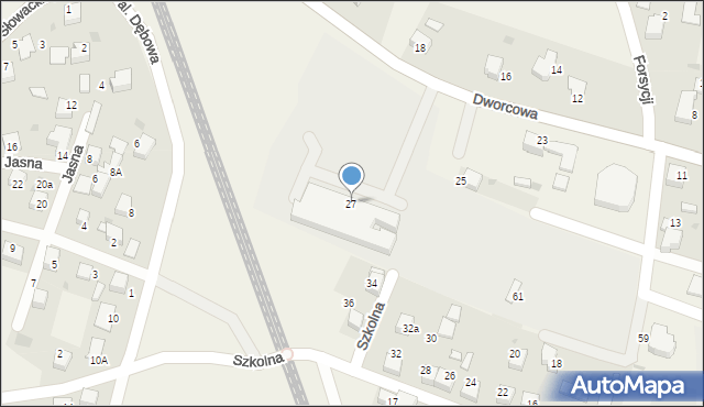 Piasek, Dworcowa, 27, mapa Piasek
