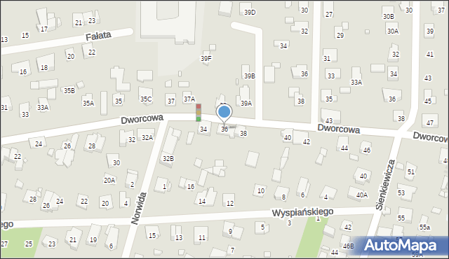 Piastów, Dworcowa, 36, mapa Piastów