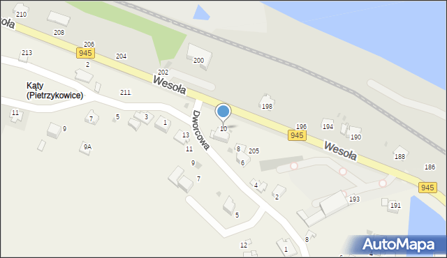 Pietrzykowice, Dworcowa, 10, mapa Pietrzykowice