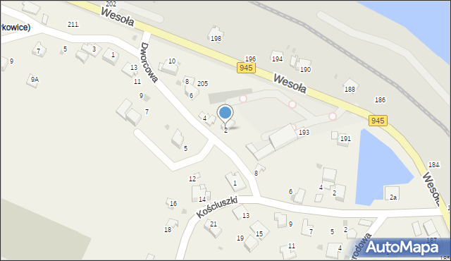 Pietrzykowice, Dworcowa, 2, mapa Pietrzykowice