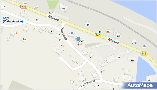 Pietrzykowice, Dworcowa, 6, mapa Pietrzykowice