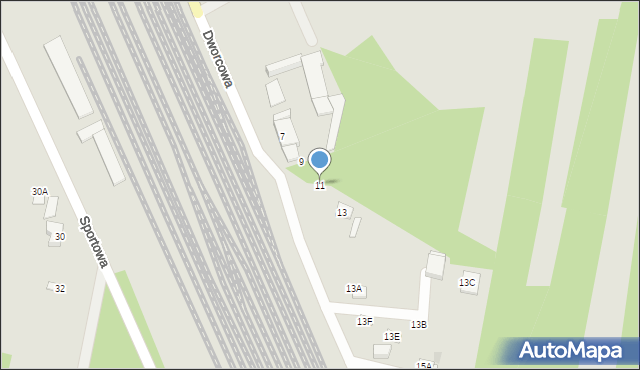 Pilawa, Dworcowa, 11, mapa Pilawa