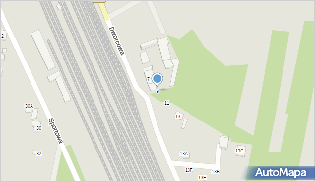 Pilawa, Dworcowa, 9, mapa Pilawa