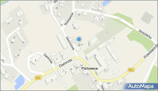 Pilchowice, Dworcowa, 33, mapa Pilchowice