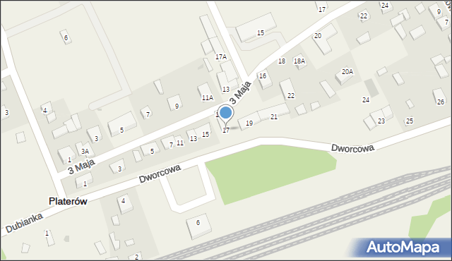 Platerów, Dworcowa, 17, mapa Platerów