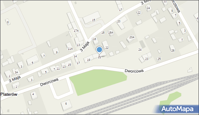 Platerów, Dworcowa, 21, mapa Platerów