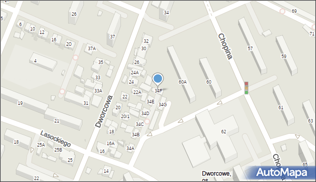 Płock, Dworcowa, 34F, mapa Płock