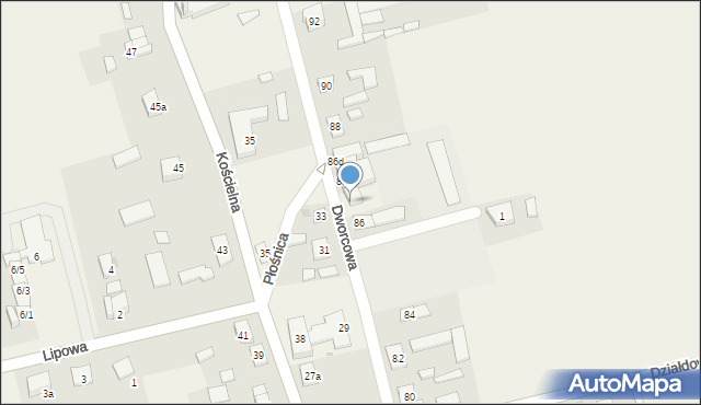 Płośnica, Dworcowa, 86a, mapa Płośnica