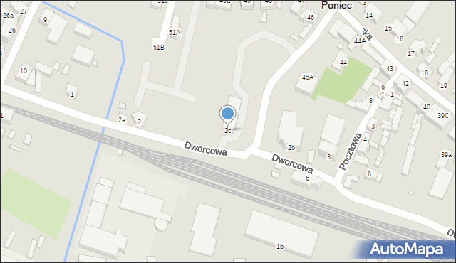 Poniec, Dworcowa, 2c, mapa Poniec
