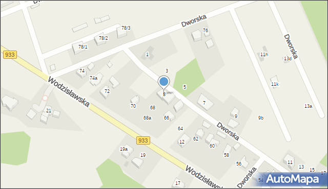 Poręba, Dworska, 8, mapa Poręba