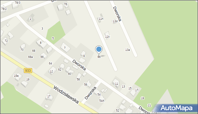 Poręba, Dworska, 9b, mapa Poręba