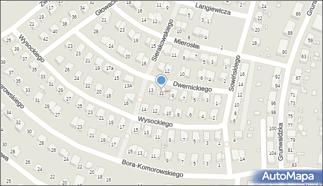 Prudnik, Dwernickiego Józefa, gen., 11, mapa Prudnik
