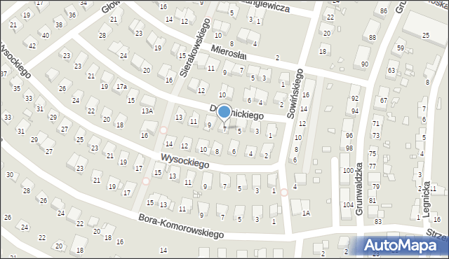 Prudnik, Dwernickiego Józefa, gen., 7, mapa Prudnik