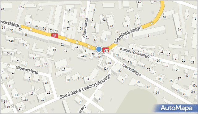 Przemyśl, Dworskiego Aleksandra, 80, mapa Przemyśla