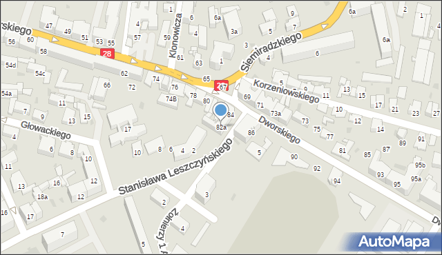 Przemyśl, Dworskiego Aleksandra, 82a, mapa Przemyśla