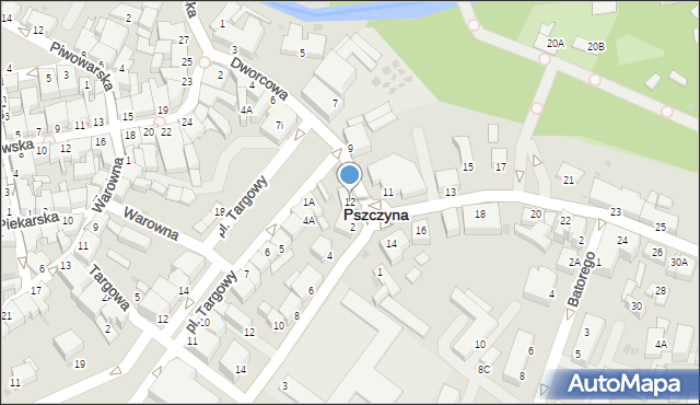 Pszczyna, Dworcowa, 12, mapa Pszczyny