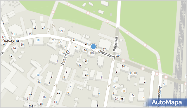 Pszczyna, Dworcowa, 32, mapa Pszczyny
