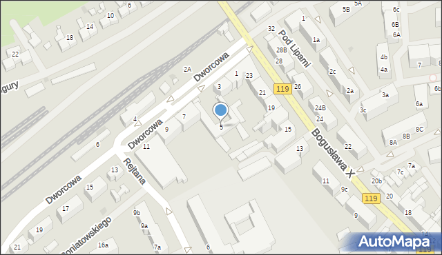 Pyrzyce, Dworcowa, 5, mapa Pyrzyce