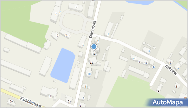 Racot, Dworcowa, 14, mapa Racot