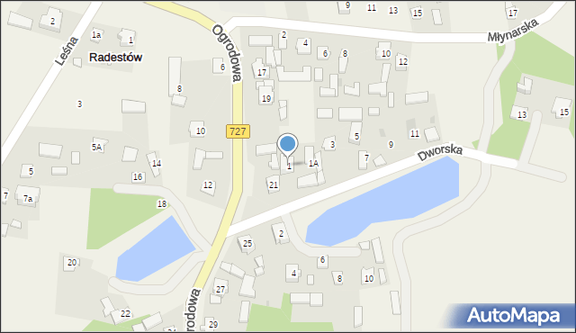 Radestów, Dworska, 1, mapa Radestów