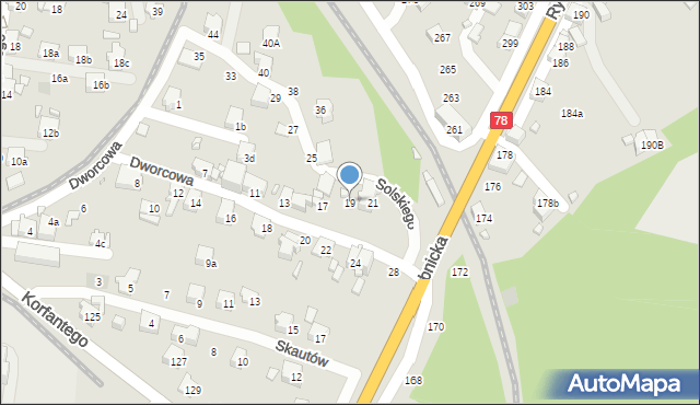 Radlin, Dworcowa, 19, mapa Radlin