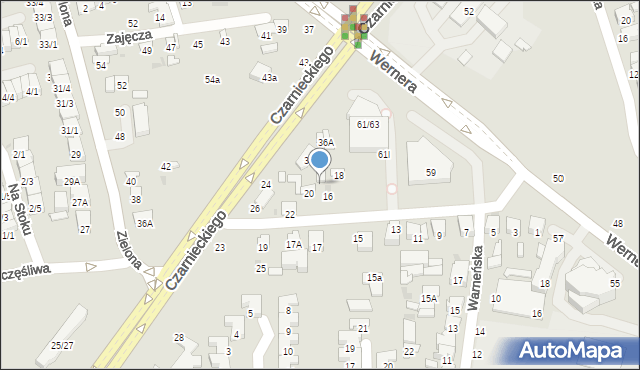 Radom, Dworska, 18A, mapa Radomia