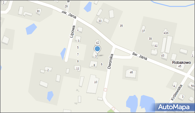 Robakowo, Dworska, 4, mapa Robakowo
