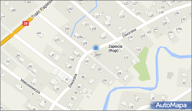 Rogi, Dworska, 106, mapa Rogi