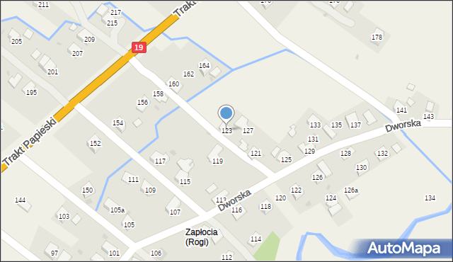 Rogi, Dworska, 123, mapa Rogi