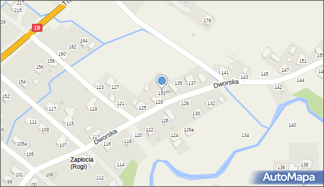 Rogi, Dworska, 131, mapa Rogi