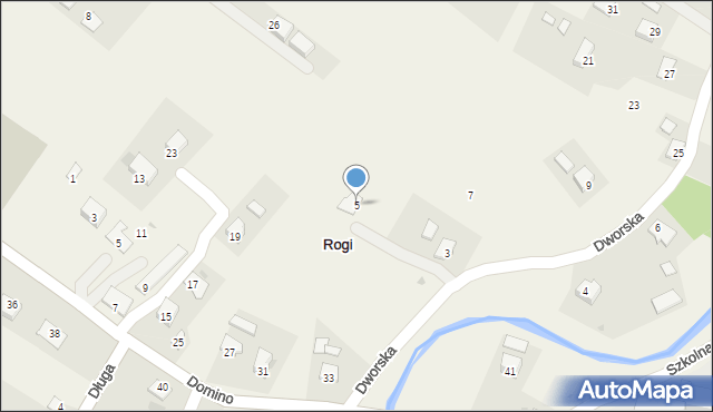 Rogi, Dworska, 5, mapa Rogi