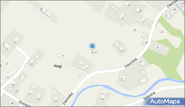 Rogi, Dworska, 7, mapa Rogi