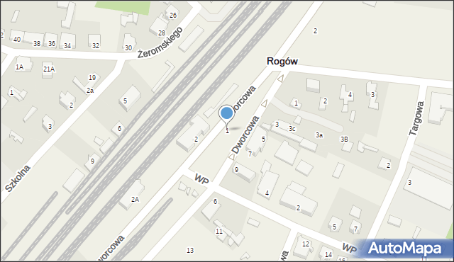 Rogów, Dworcowa, 1, mapa Rogów