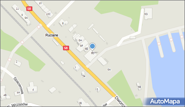 Ruciane-Nida, Dworcowa, 6D, mapa Ruciane-Nida