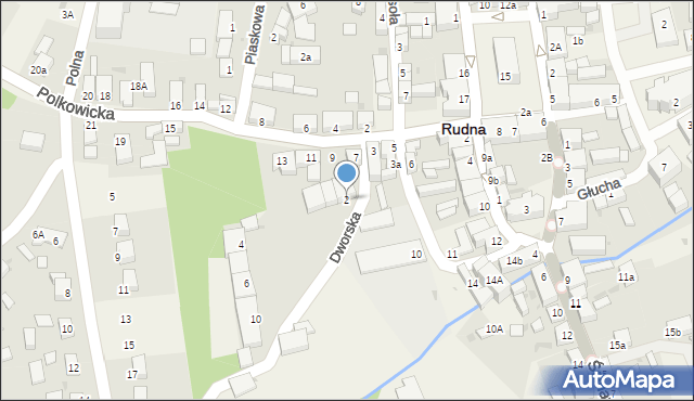 Rudna, Dworska, 2, mapa Rudna