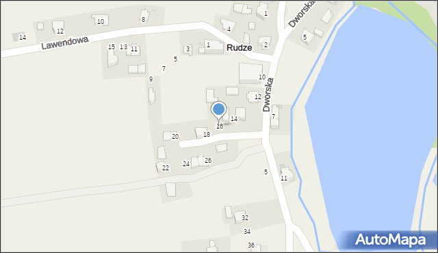 Rudze, Dworska, 16, mapa Rudze