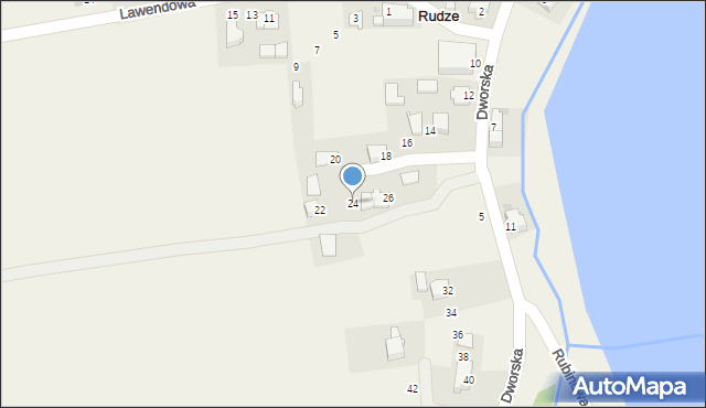 Rudze, Dworska, 24, mapa Rudze