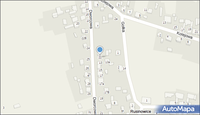 Rusinowice, Dworcowa, 11, mapa Rusinowice