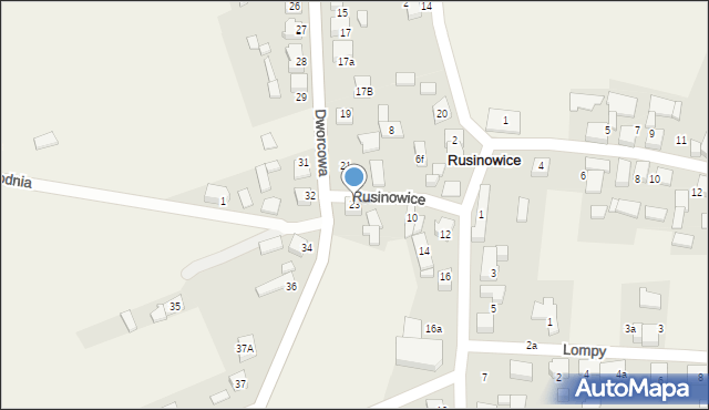Rusinowice, Dworcowa, 23, mapa Rusinowice