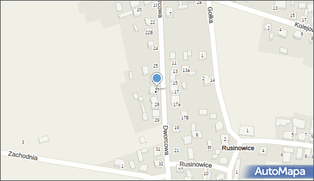 Rusinowice, Dworcowa, 27, mapa Rusinowice