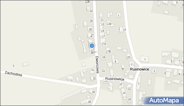 Rusinowice, Dworcowa, 29, mapa Rusinowice