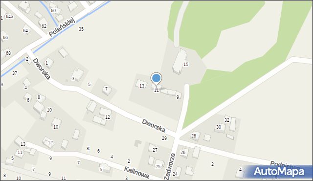 Rybna, Dworska, 11, mapa Rybna