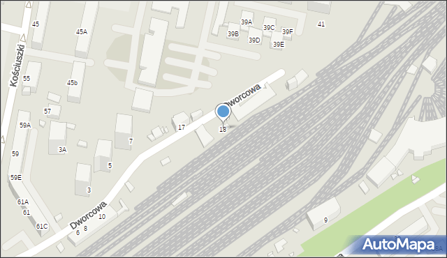 Rybnik, Dworcowa, 18, mapa Rybnika