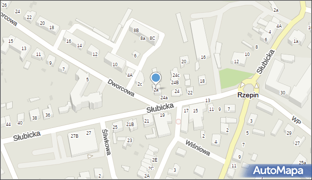 Rzepin, Dworcowa, 2a, mapa Rzepin
