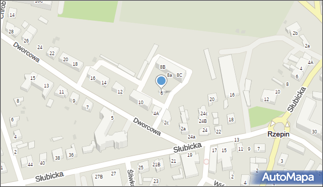 Rzepin, Dworcowa, 6, mapa Rzepin