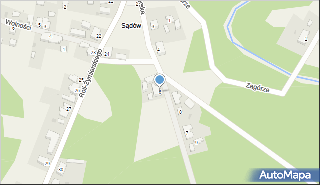 Sądów, Dworska, 6, mapa Sądów